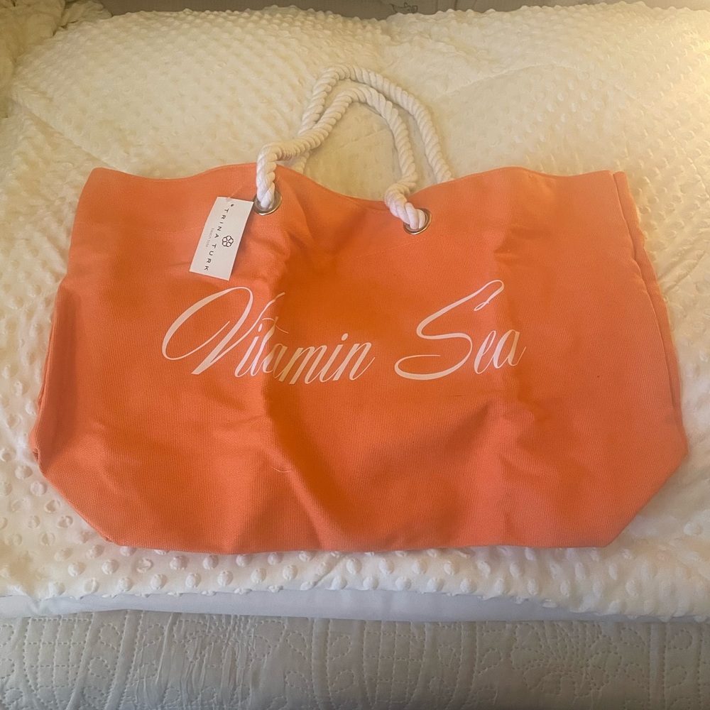 Trina Turk Vitamin Sea Orange Beach Tote with Rope Handles